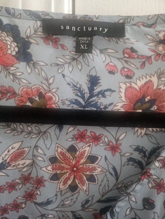 Sanctuary Blue Floral Tie-Front Tunic with Red Accents - Picture 5 of 5